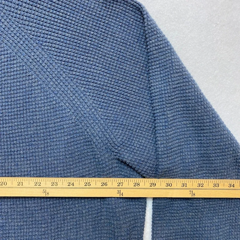 REI Co-op Sweater Mens 3XL Blue Waffle Knit Cotton Raglan Crewneck Pullover